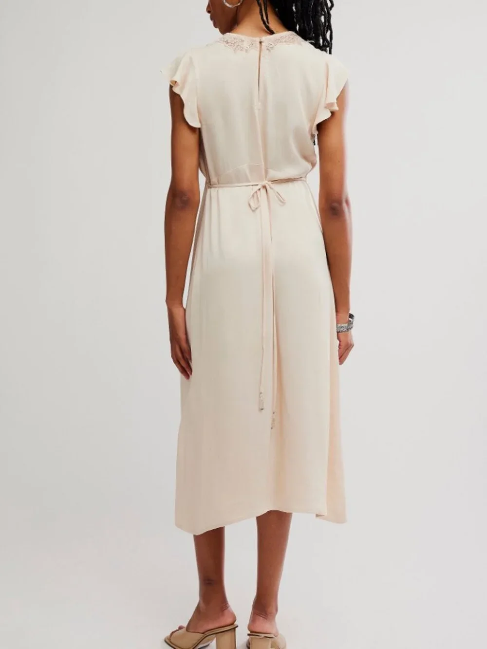 FREE PEOPLE Tied With Joy Midi Dress / Pastel Rose Tan